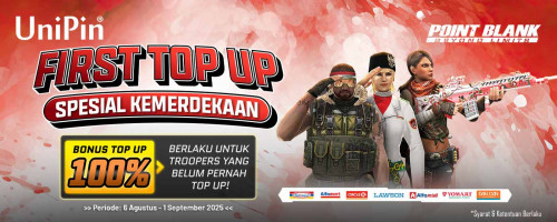 Rayakan Kemerdekaan Bareng Point Blank! Beli Voucher UniPin dan dapatkan Bonus 100% untuk Top Up Pertama Kamu!